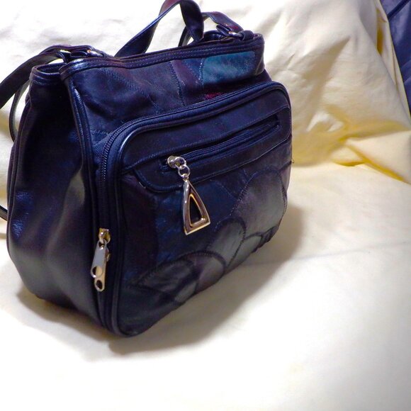 Amazing LEATHER *** HANDBAG *** Multi Zippered Pockets,  (2 Straps) - Picture 1 of 3